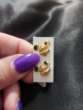Vintage AVON Gold Tone Mickey Mouse Stud Earrings - Women Jewelry